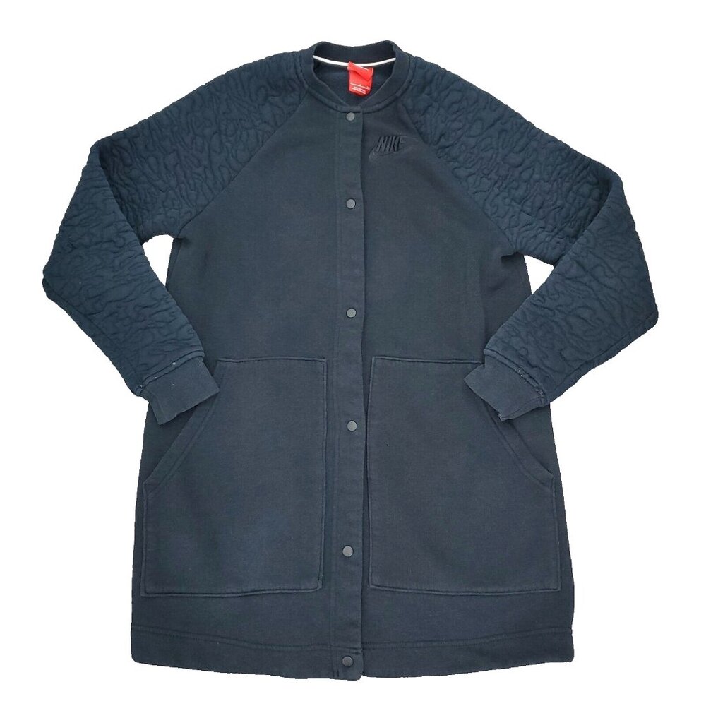 Nike Sportswear Rally Jacket Womens Small Black Snap Closure Quilted Coat 841650